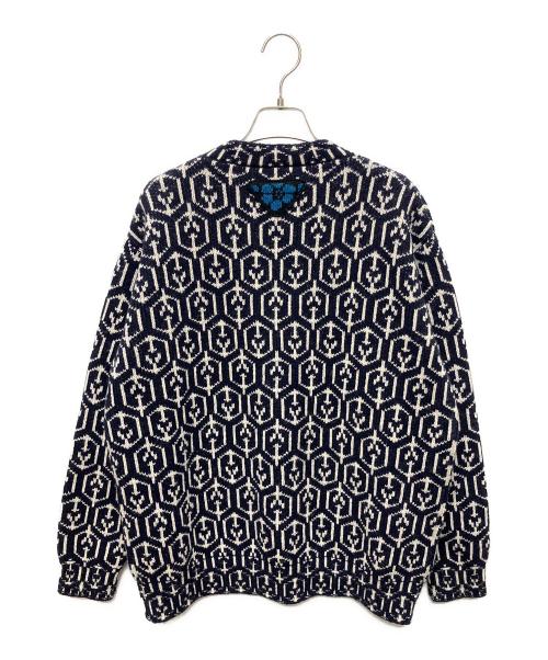 PRADA（プラダ）PRADA (プラダ) Wool Graphic Cardigan/カーディガン ネイビー サイズ:36の古着・服飾アイテム