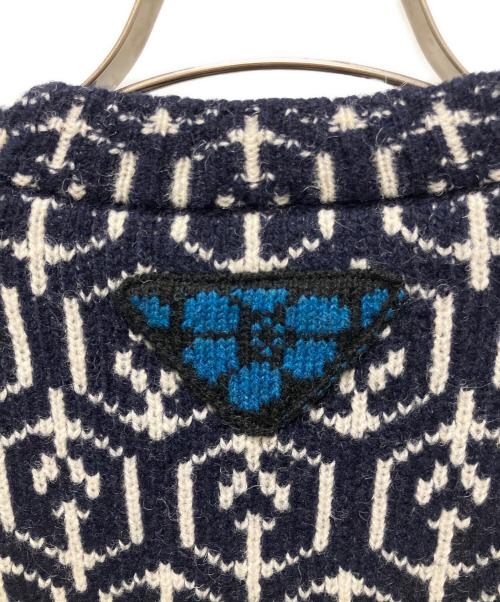 PRADA（プラダ）PRADA (プラダ) Wool Graphic Cardigan/カーディガン ネイビー サイズ:36の古着・服飾アイテム