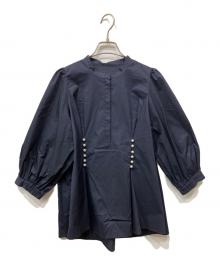 NOLLEY'S sophi（ノーリーズソフィー）の古着「パール釦シャツブラウス」｜ネイビー