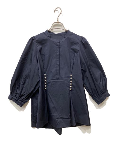 NOLLEY'S sophi（ノーリーズソフィー）NOLLEY'S sophi (ノーリーズソフィー) パール釦シャツブラウス ネイビー サイズ:38の古着・服飾アイテム