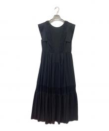 CELFORD（セルフォード）の古着「レースコンビジョーゼットドレス」｜ブラック