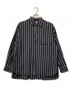 no.×REPLAYナンバー×リプレイ）の古着「OVERSIZE STRIPE SHIRTS」｜ネイビー