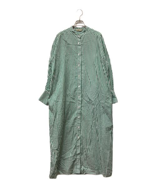 Curensology（カレンソロジー）Curensology (カレンソロジー) ストライプベルトワンピース グリーン サイズ:38の古着・服飾アイテム