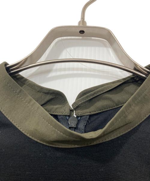 LANVIN en Bleu（ランバンオンブルー）LANVIN en Bleu (ランバンオンブルー) タフタコンビスタンドワンピース ブラック×カーキ サイズ:38の古着・服飾アイテム