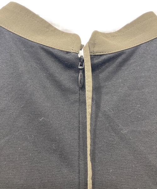 LANVIN en Bleu（ランバンオンブルー）LANVIN en Bleu (ランバンオンブルー) タフタコンビスタンドワンピース ブラック×カーキ サイズ:38の古着・服飾アイテム