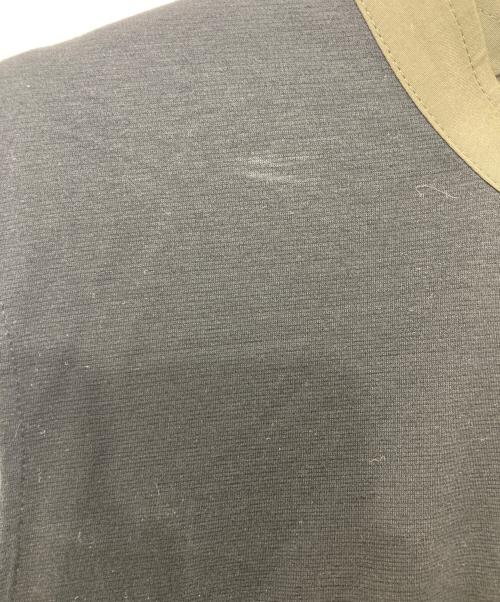 LANVIN en Bleu（ランバンオンブルー）LANVIN en Bleu (ランバンオンブルー) タフタコンビスタンドワンピース ブラック×カーキ サイズ:38の古着・服飾アイテム