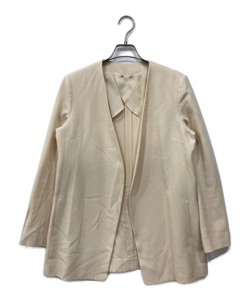 ANAYI（アナイ）ANAYI (アナイ) コットンダブルクロスノーカラージャケット ベージュ サイズ:38の古着・服飾アイテム