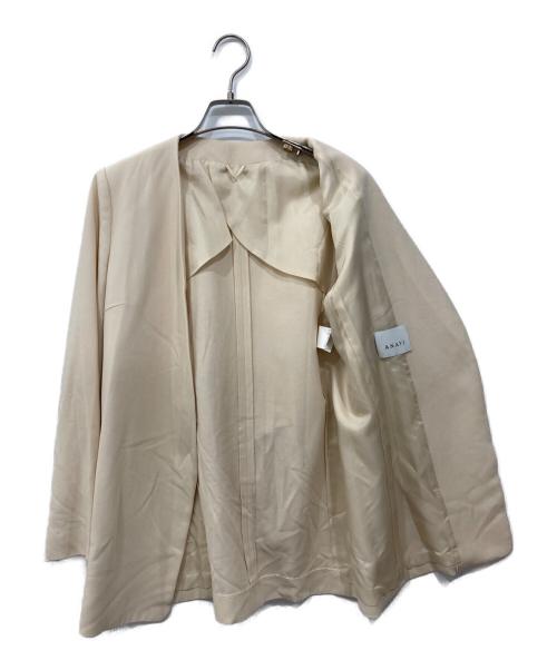 ANAYI（アナイ）ANAYI (アナイ) コットンダブルクロスノーカラージャケット ベージュ サイズ:38の古着・服飾アイテム