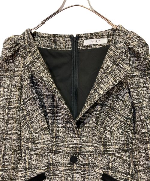 HER LIP TO（ハーリップトゥ）Her lip to (ハーリップトゥ) Classic Tweed Midi Dress ブラック サイズ:Ｍの古着・服飾アイテム