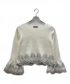 JUSGLITTYジャスグリッティー）の古着「カットワーククロップドニット」｜ホワイト