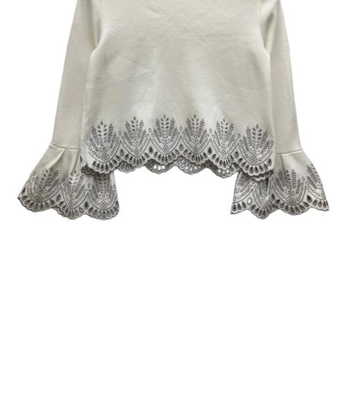 JUSGLITTY（ジャスグリッティー）JUSGLITTY (ジャスグリッティー) カットワーククロップドニット ホワイト サイズ:2の古着・服飾アイテム