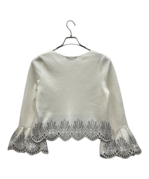 JUSGLITTY（ジャスグリッティー）JUSGLITTY (ジャスグリッティー) カットワーククロップドニット ホワイト サイズ:2の古着・服飾アイテム