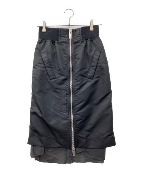 sacai（サカイ）sacai (サカイ) ジップデザインナイロンスカート ブラック サイズ:1の古着・服飾アイテム