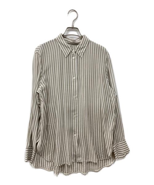 icB（アイシービー）icB (アイシービー) キュプラローンストライプ シャツ グレー サイズ:4の古着・服飾アイテム