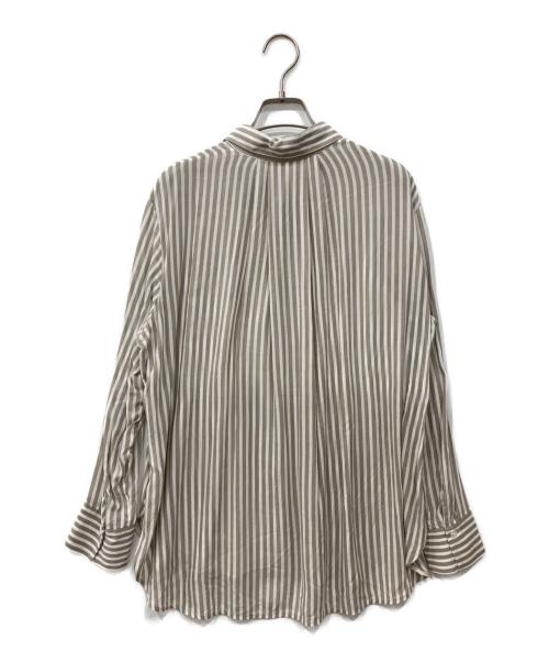 icB（アイシービー）icB (アイシービー) キュプラローンストライプ シャツ グレー サイズ:4の古着・服飾アイテム
