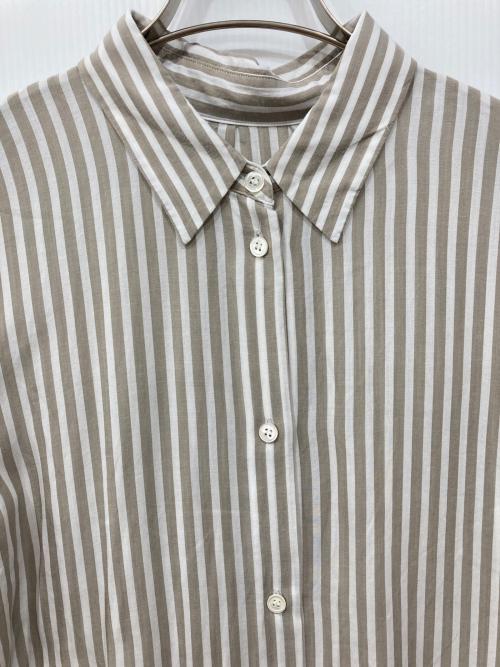 icB（アイシービー）icB (アイシービー) キュプラローンストライプ シャツ グレー サイズ:4の古着・服飾アイテム