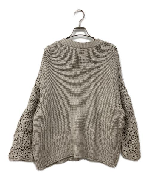 BEARDSLEY（ビアズリー）BEARDSLEY (ビアズリー) クロシェットスリーブカーディガン グレー サイズ:Freeの古着・服飾アイテム