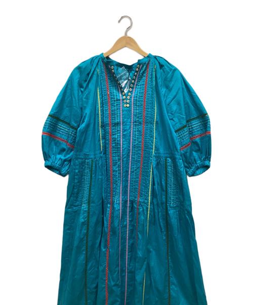 MUVEIL（ミュベール）MUVEIL (ミュベール) カラーステッチワンピース ブルー サイズ:36 未使用品の古着・服飾アイテム