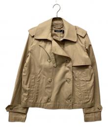 LAUREN RALPH LAUREN（ローレンラルフローレン）の古着「ショート ダブルブレステッド ツイル トレンチ コート」｜ベージュ