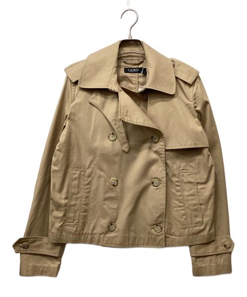 LAUREN RALPH LAUREN（ローレンラルフローレン）LAUREN RALPH LAUREN (ローレンラルフローレン) ショート ダブルブレステッド ツイル トレンチ コート ベージュ サイズ:2の古着・服飾アイテム