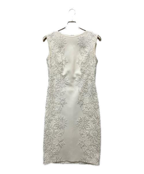 TADASHI SHOJI（タダシ ショージ）TADASHI SHOJI (タダシ ショージ) 惑星モチーフサイドレースドレス ホワイト サイズ:4の古着・服飾アイテム