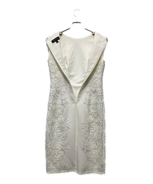 TADASHI SHOJI（タダシ ショージ）TADASHI SHOJI (タダシ ショージ) 惑星モチーフサイドレースドレス ホワイト サイズ:4の古着・服飾アイテム