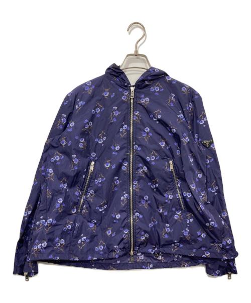 PRADA（プラダ）PRADA (プラダ) 花柄ナイロンジャケット ネイビー サイズ:44の古着・服飾アイテム