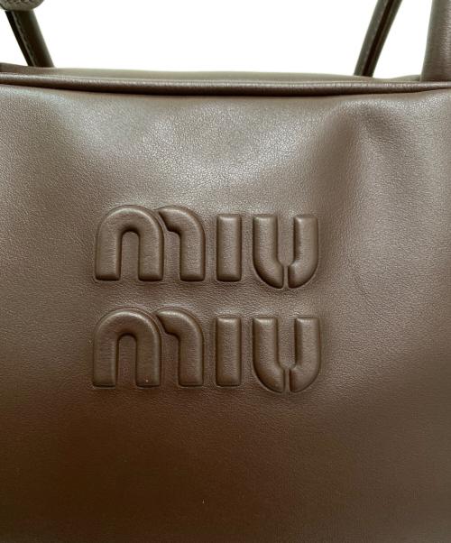 MIU MIU（ミュウミュウ）MIU MIU (ミュウミュウ) レザー ボー バッグ ブラウン サイズ:ラージの古着・服飾アイテム