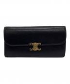 CELINEセリーヌ）の古着「ラージフラップウォレット」｜ブラック