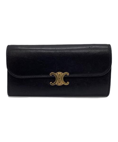 CELINE（セリーヌ）CELINE (セリーヌ) ラージフラップウォレット ブラックの古着・服飾アイテム