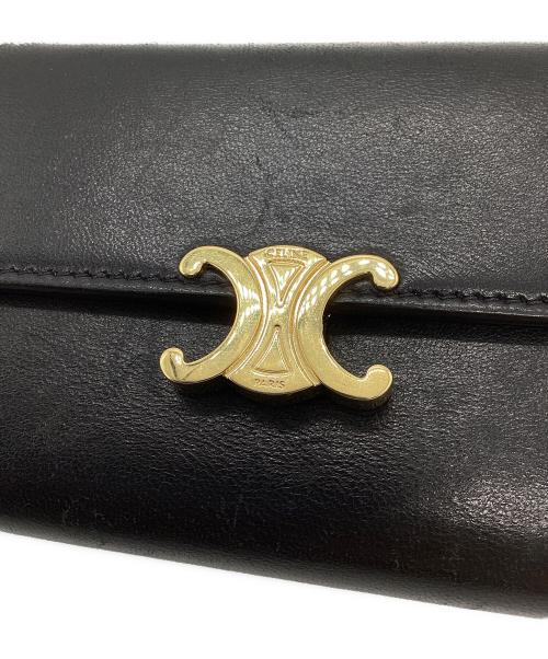 CELINE（セリーヌ）CELINE (セリーヌ) ラージフラップウォレット ブラックの古着・服飾アイテム