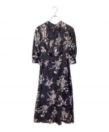 HER LIP TO（ハーリップトゥ）の古着「French Bouquet Puff Sleeve Dress」｜ネイビー