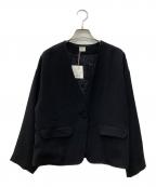 tumuguツムグ）の古着「ソアパールコンパクトノーカラージャケット」｜ブラック