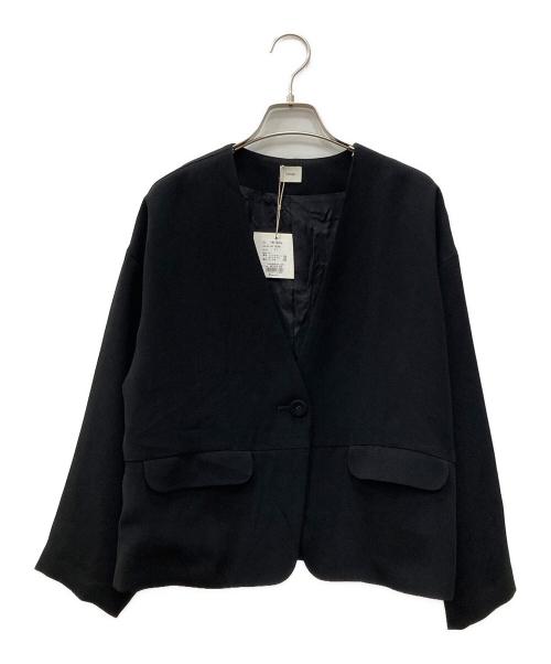 tumugu（ツムグ）tumugu (ツムグ) ソアパールコンパクトノーカラージャケット ブラック サイズ:FREEの古着・服飾アイテム