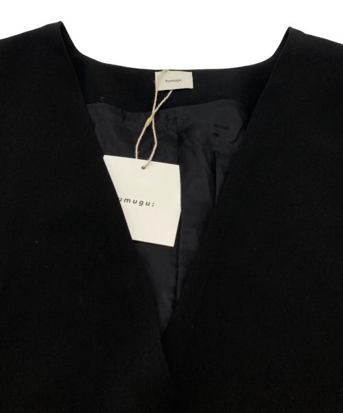 tumugu（ツムグ）tumugu (ツムグ) ソアパールコンパクトノーカラージャケット ブラック サイズ:FREEの古着・服飾アイテム