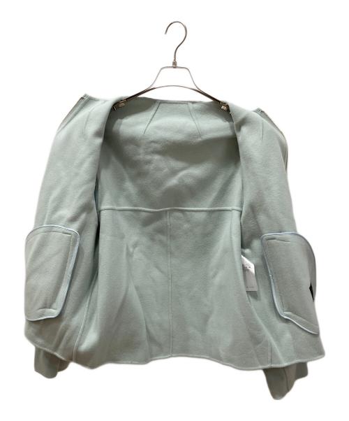 23区（ニジュウサンク）23区 (ニジュウサンク) ウールリバーショートブルゾン ライトグリーン サイズ:40の古着・服飾アイテム