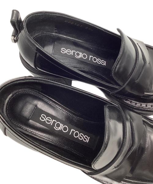 sergio rossi（セルジオロッシ）sergio rossi (セルジオロッシ) ブラッシュドレザーローファー ブラック サイズ:35　1/2の古着・服飾アイテム