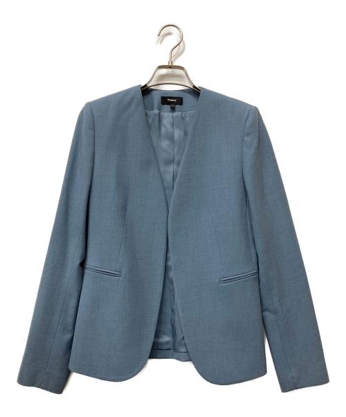 theory（セオリー）theory (セオリー) ノーカラージャケット ブルーの古着・服飾アイテム