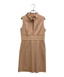 RED VALENTINO（レッドヴァレンティノ）の古着「リボン付ノースリーブワンピース」｜ベージュ