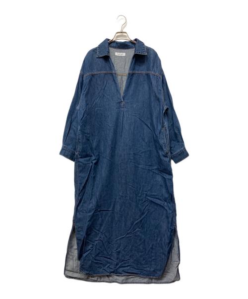 SACRA（サクラ）SACRA (サクラ) コットンリネンデニム スキッパーカラーワンピース ブルー サイズ:38の古着・服飾アイテム
