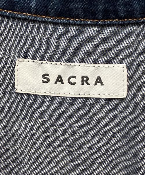 SACRA（サクラ）SACRA (サクラ) コットンリネンデニム スキッパーカラーワンピース ブルー サイズ:38の古着・服飾アイテム