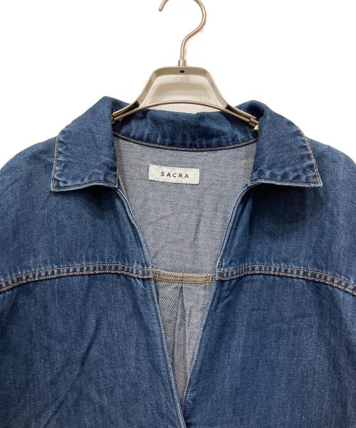 SACRA（サクラ）SACRA (サクラ) コットンリネンデニム スキッパーカラーワンピース ブルー サイズ:38の古着・服飾アイテム