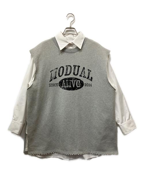 Ameri（アメリ）AMERI (アメリ) CONCEPT PRINT VEST WITH SHIRT グレー×ホワイト サイズ:Fの古着・服飾アイテム