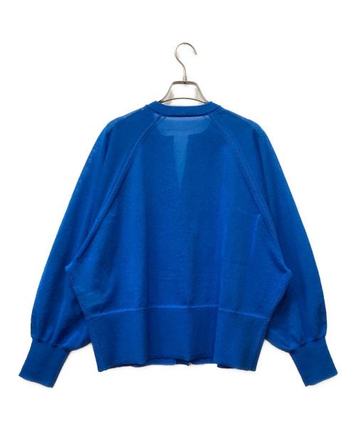 Adam et Rope（アダム エ ロペ）Adam et Rope (アダム エ ロペ) キーネックシアーカーディガン ブルー サイズ:Fの古着・服飾アイテム