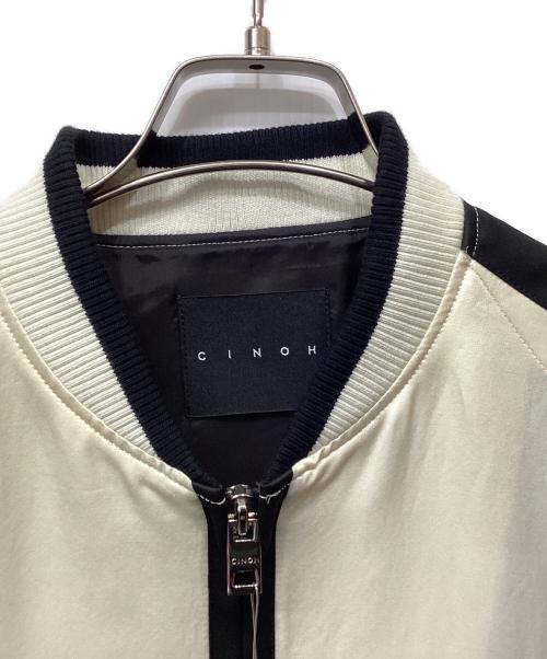 CINOH（チノ）CINOH (チノ) サテンブルゾン ブラック×ホワイト サイズ:46の古着・服飾アイテム