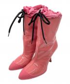 MIU MIUミュウミュウ）の古着「ピンヒールエナメルブーツ」｜ショッキングピンク