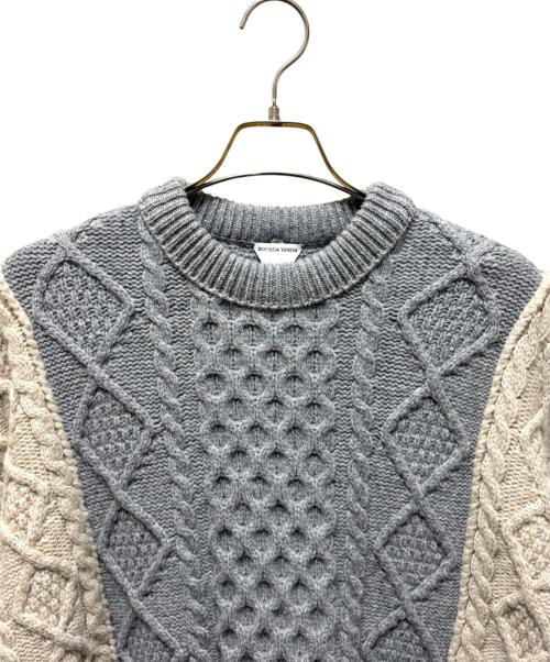 BOTTEGA VENETA（ボッテガベネタ）BOTTEGA VENETA (ボッテガベネタ) オーバーサイズケーブルニット グレー×ベージュ サイズ:Sの古着・服飾アイテム