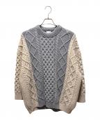 BOTTEGA VENETAボッテガベネタ）の古着「オーバーサイズケーブルニット」｜グレー×ベージュ