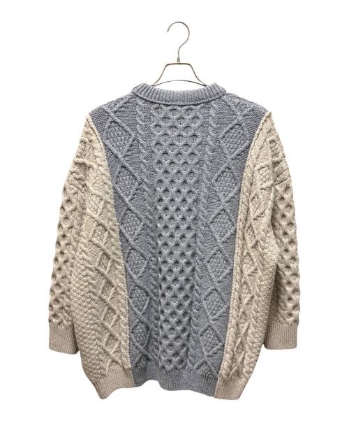 BOTTEGA VENETA（ボッテガベネタ）BOTTEGA VENETA (ボッテガベネタ) オーバーサイズケーブルニット グレー×ベージュ サイズ:Sの古着・服飾アイテム