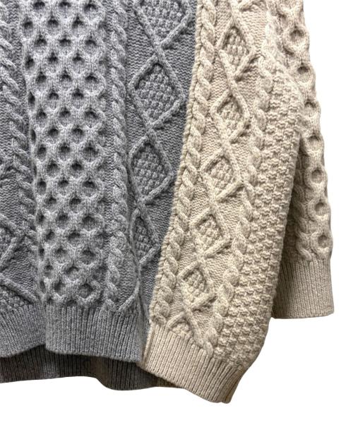 BOTTEGA VENETA（ボッテガベネタ）BOTTEGA VENETA (ボッテガベネタ) オーバーサイズケーブルニット グレー×ベージュ サイズ:Sの古着・服飾アイテム